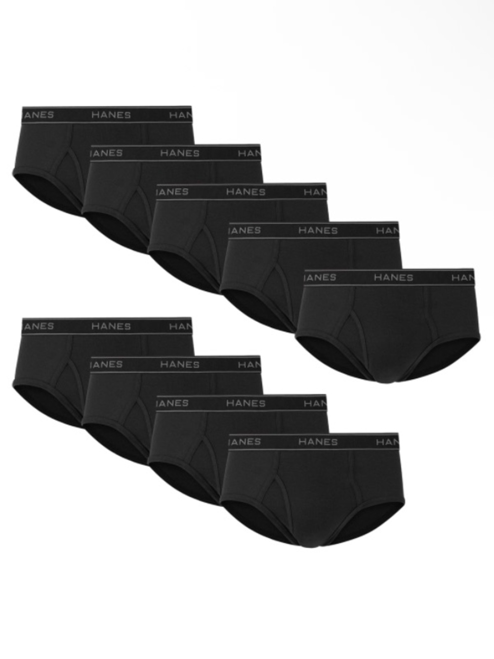 Hanes Men's 10 Pack Black Briefs